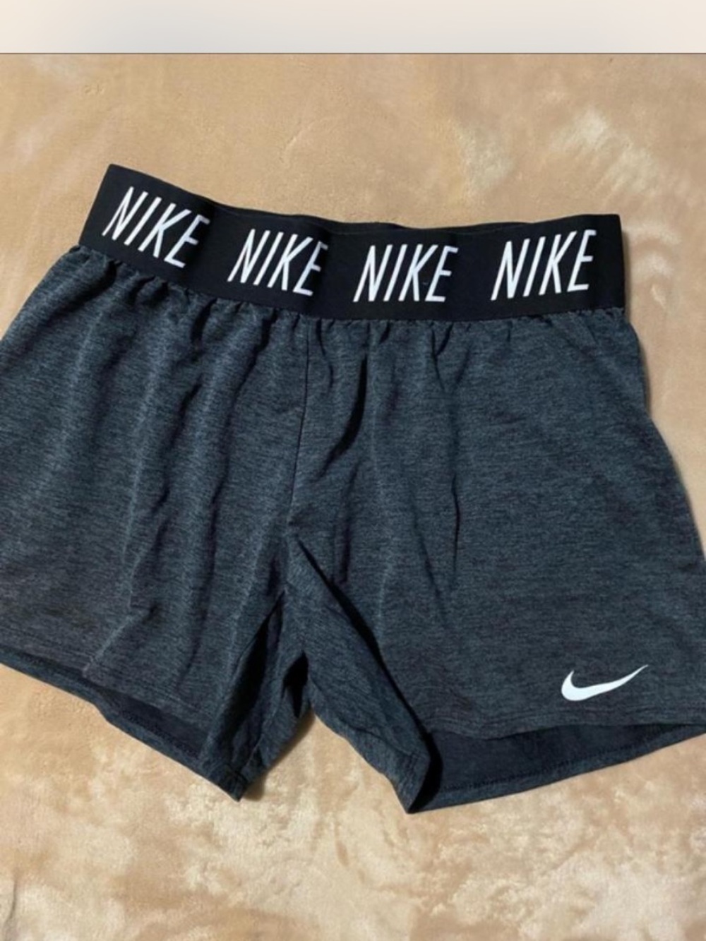 Nike Dark Gray Heather Athletic Shorts with Logo Waistband Sz XL